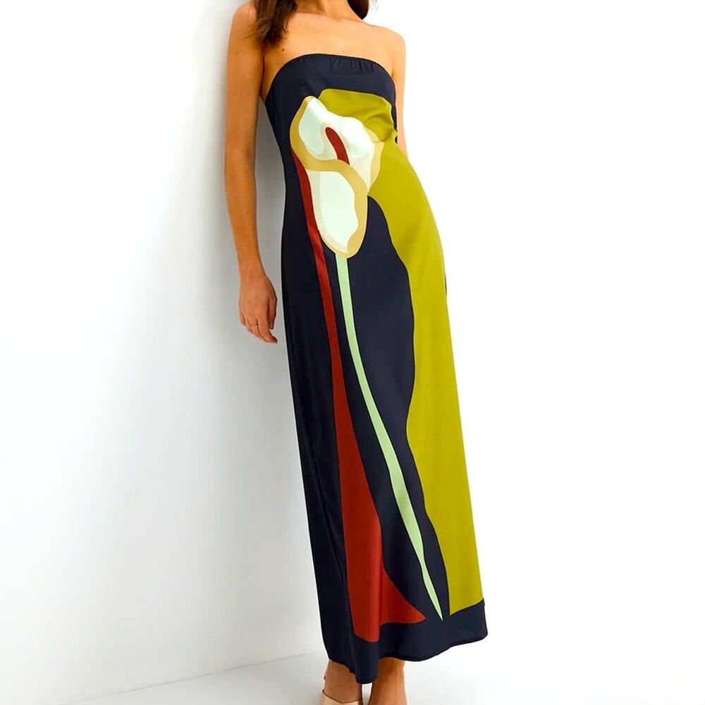 NWT COMMENSE Floral Tube Midi Dress